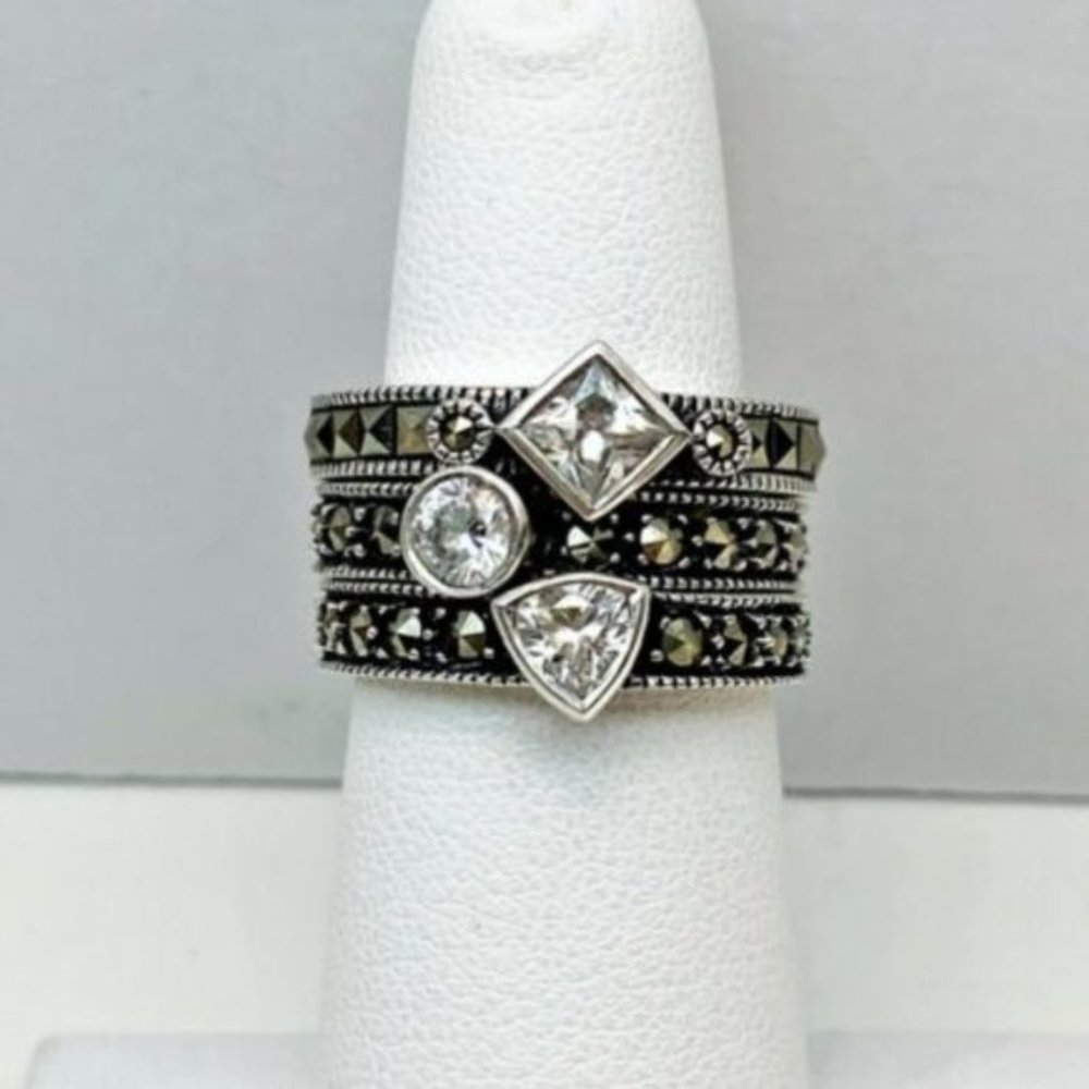 JUDITH JACK Stacking Diamond Sterling Silver Rings